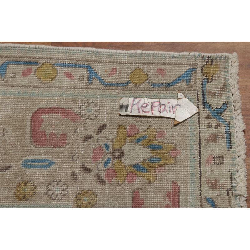 Gray Geometric Tabriz Persian Area Rug Handmade Wool Carpet - 9'8"x 13'1"