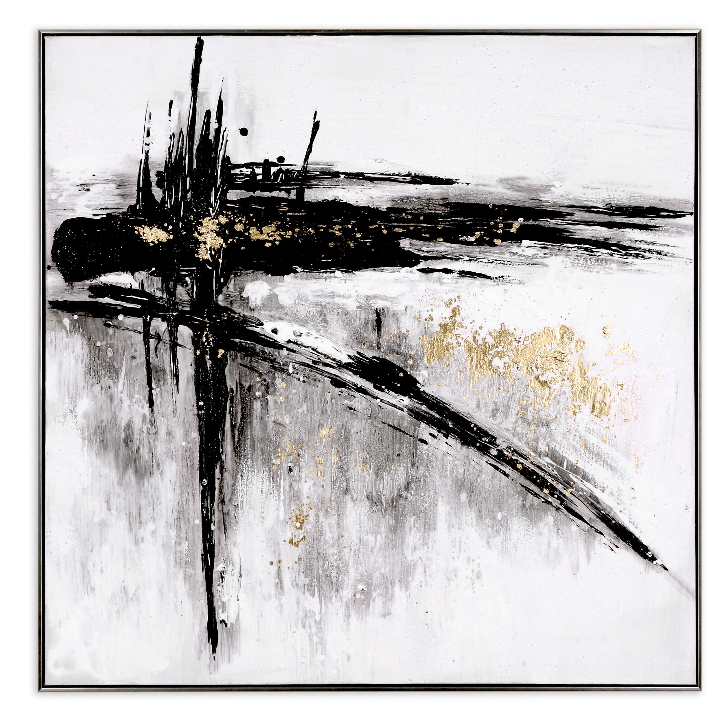Shop Extension Hand Painted Canvas Black Gold White Overstock