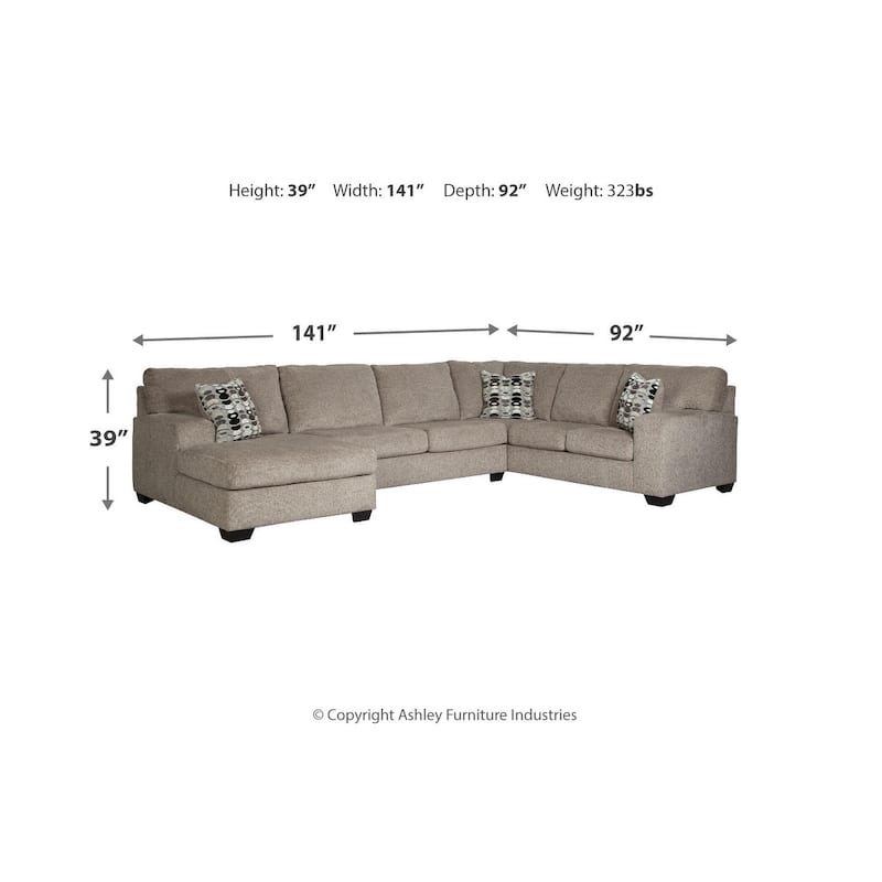 Ballinasloe 3-Piece Sectional with Left Facing Chaise - Platinum