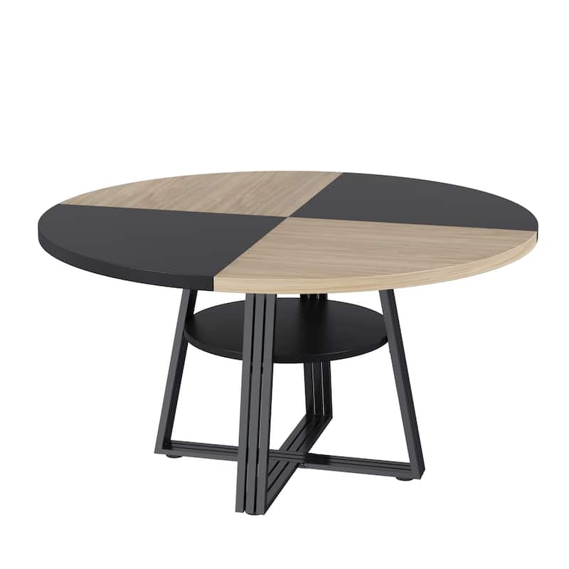 Round Dining Table for 4-6, 42" Farmhouse Kitchen Table