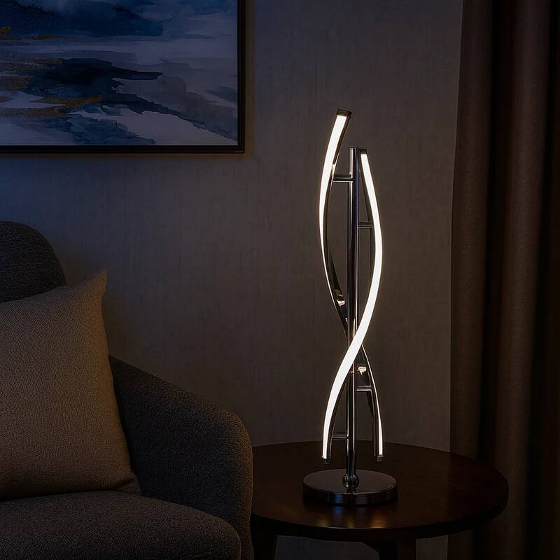 Jam 29 Inch Table Lamp, LED Light, Round Base, Accent Silver Metal Base