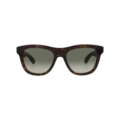 Alexander McQueen Square-Frame Recycled Acetate Sunglasses, Gradient Green Lens, Shiny Dark Havana Frame