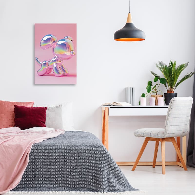 Stupell Pink & Iridescent Trendy Dog Canvas Wall Art Design By LSR Design Studio