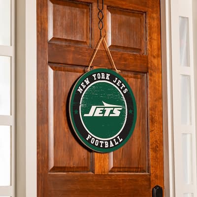 New York Jets Wooden Door Decor Wall Sign - Multi-Color