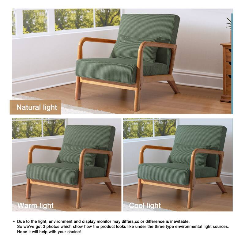 Mid-Century Upholstered Accent Chair with Wood Frame