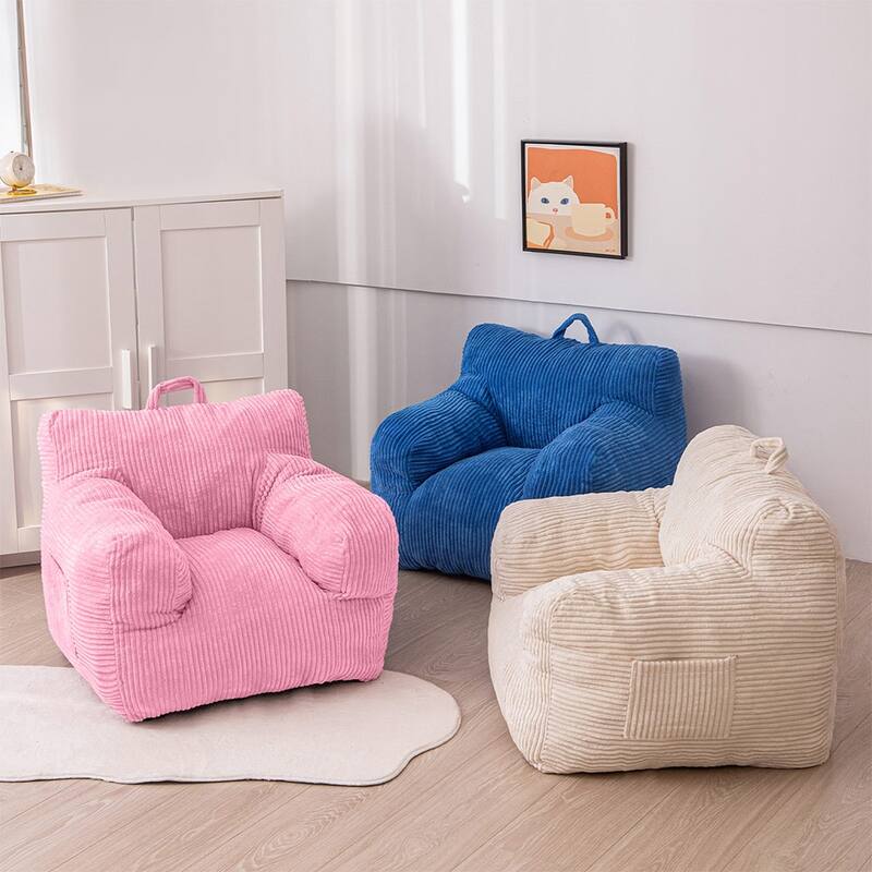 Kids Bean Bag Chair,Sherpa Bean Bag Sofa Couch with Decorative Edges