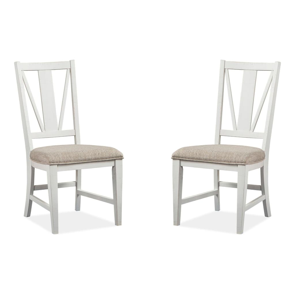 Magnussen Home Heron Cove Chalk White And Dovetail Grey Upholstered Side Chair Two Pack - 19.75''W x 23.25''D x 40''H