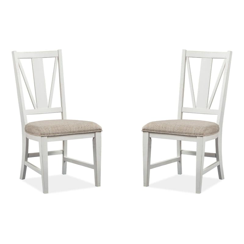 Magnussen Home Heron Cove Chalk White And Dovetail Grey Upholstered Side Chair Two Pack - 19.75''W x 23.25''D x 40''H - Set of 2 - 19.75''W x 23.25''D x 40''H - Chalk White - Dining Height