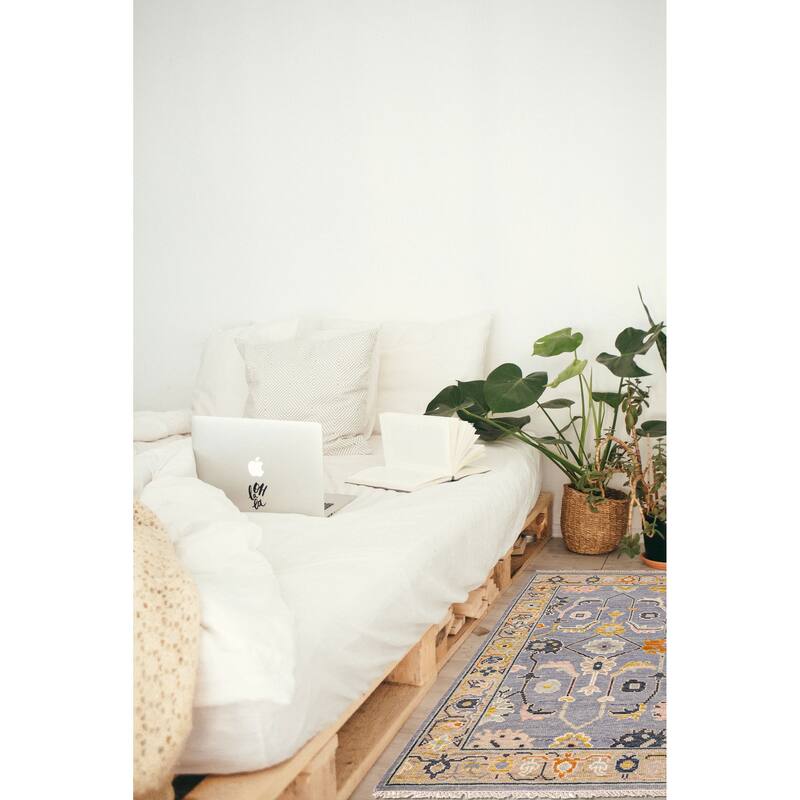 ECARPETGALLERY Hand-knotted Modern Oushak Light Denim Blue Wool Rug - 3'0 x 5'1