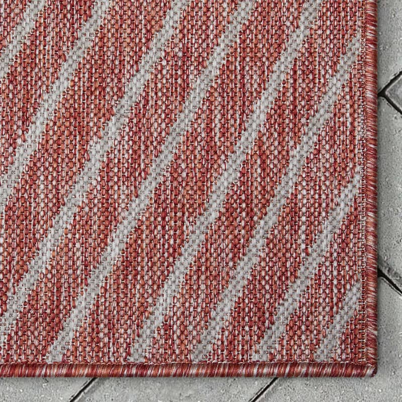 Well Woven Medusa Linden Indoor Outdoor Striped Modern Area Rug
