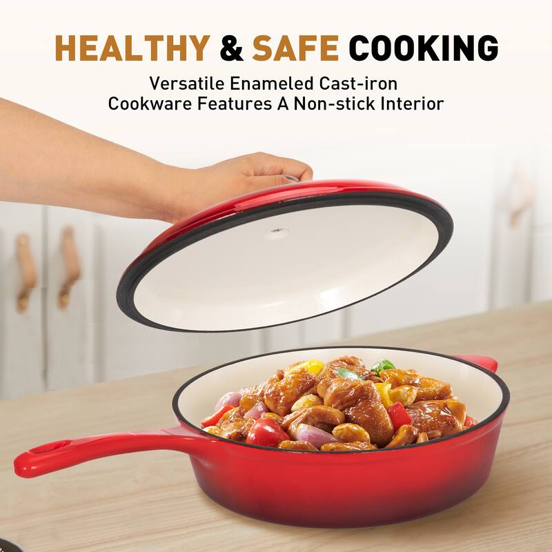 7-Piece Enameled Cast Iron Cookware Set ,Heavy Duty Nonstick Pots and Pans Set
