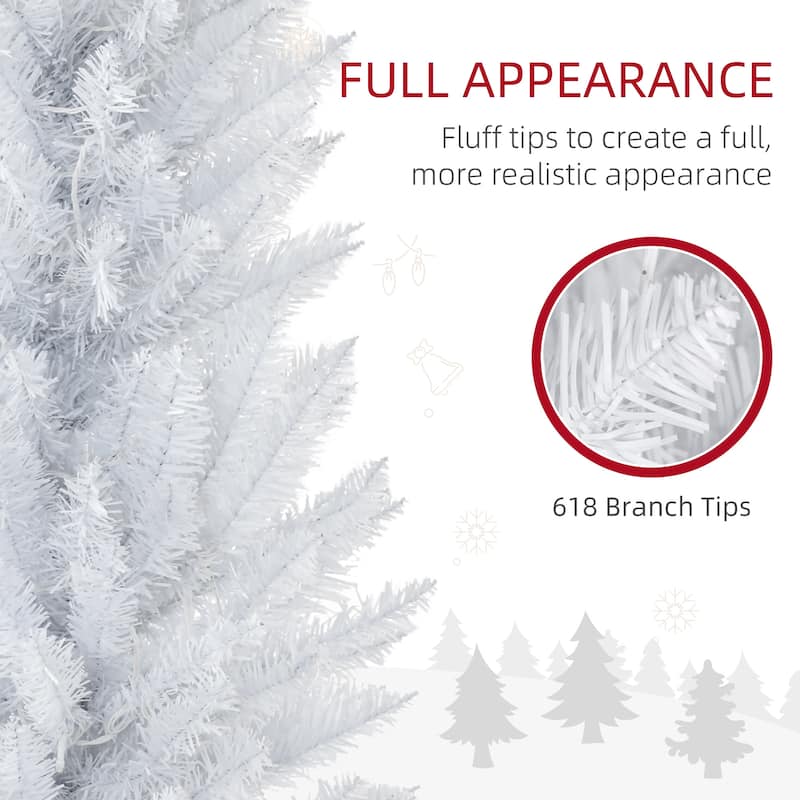 8 Feet Pencil Christmas Tree with 300 Warm White LED Lights and 618 Tip Perfect for Holiday Decor - 21.75" Dia. x 94.5"H