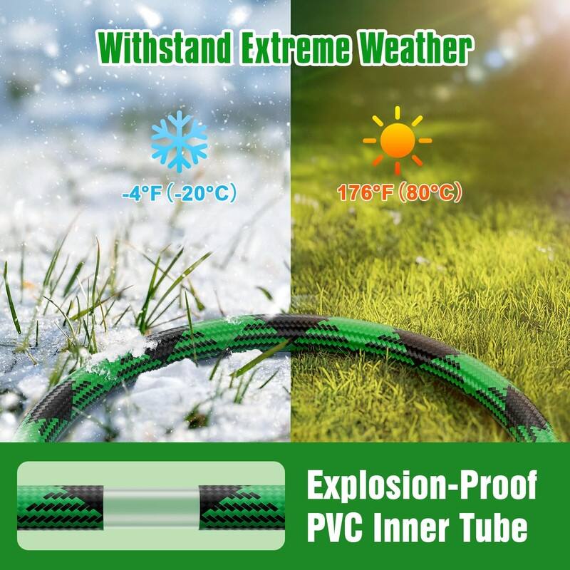 100ft Non-Expandable Garden Hose with 10-Function Nozzle