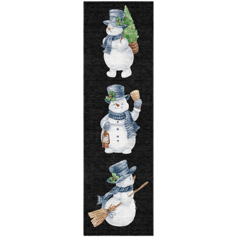 Premium Washable Super Soft Winter Holiday Snowman Mayfield Rug