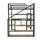 preview thumbnail 7 of 10, Full Size Metal Loft Bed with Staircase, Built-in Desk and Shelves in Black