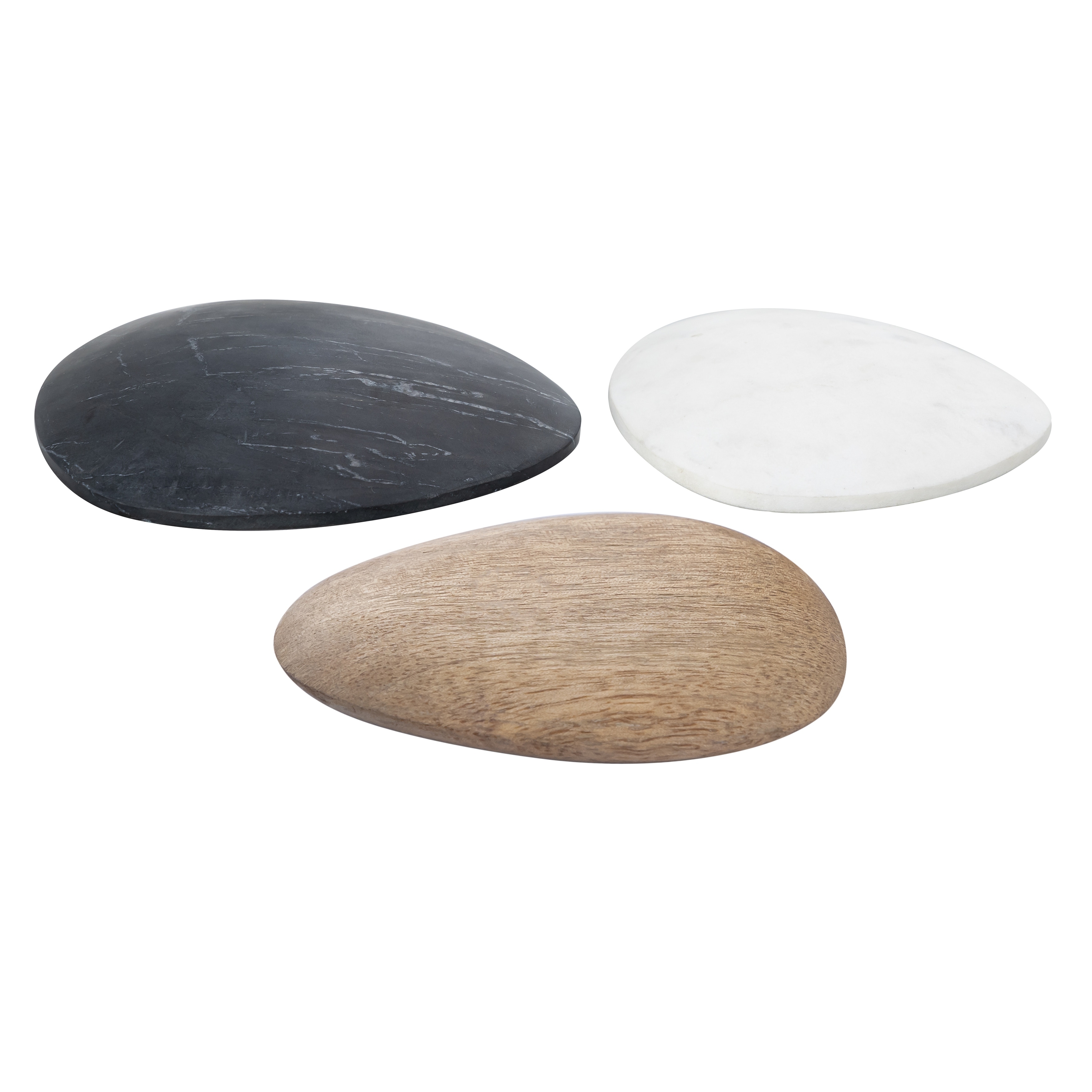 Atlas Cairn Set of 3 Marble and Wood Disc Sculptures - Set of 3