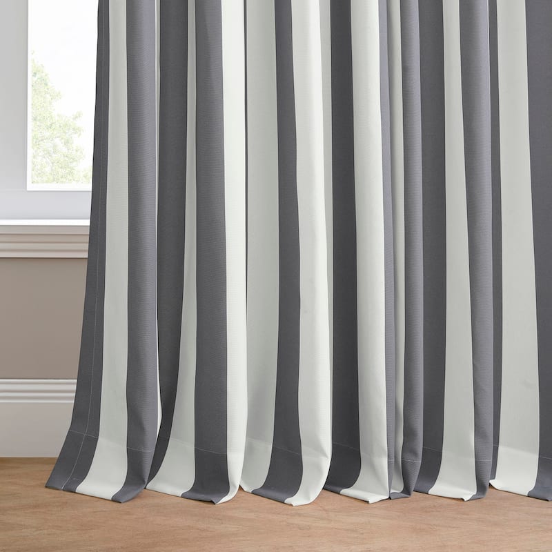 Exclusive Fabrics Villanova Striped Grommet Waterproof Light Filtering Outdoor and Indoor Curtains (1 Panel)