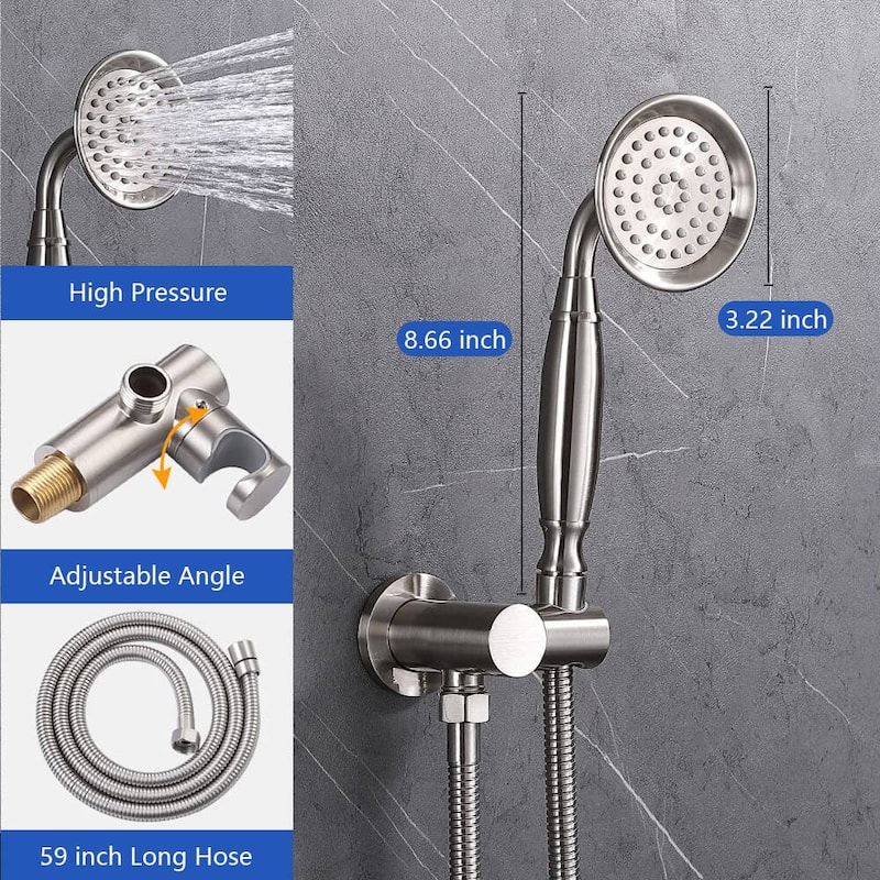 YASINU Antique Shower Faucet-Sets Fixtures, 9 inch Wall Rain Head with Handheld Spray and Body Jets