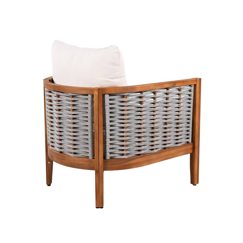 Christopher Knight Home - Lysander Outdoor Acacia Wood Tub Design Armchair with Woven Rope