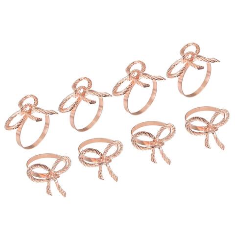 Metal Napkin Rings, 8pcs Bow-knot Napkin Ring Holder Set, Rose Gold - Rose Gold - 38mm