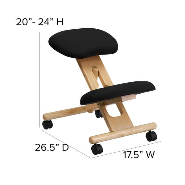 Mobile Wooden Ergonomic Kneeling Office Chair In Fabric Overstock 10605499