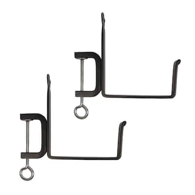 Achla Designs Pair of Clamp-On Flower Box Brackets, Black Powder Coat Finish