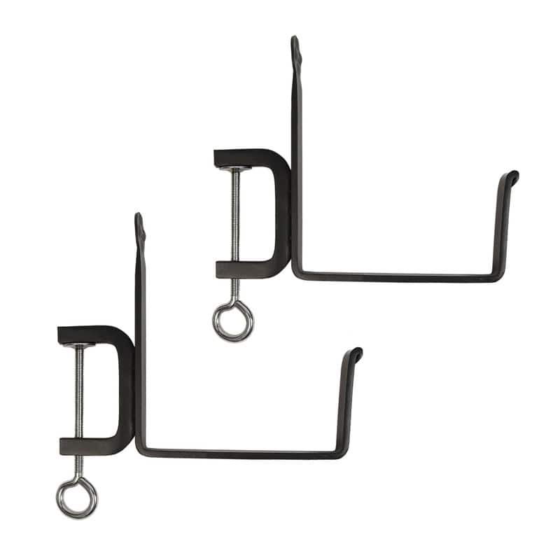 Achla Designs Pair of Clamp-On Flower Box Brackets, Black Powder Coat Finish