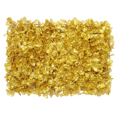 Set of 4 Gold Artificial Hydrangea Flower Wall Panel Hedge Mat Backdrop Privacy Screen - 24" L x 16" W x 2.5" DP