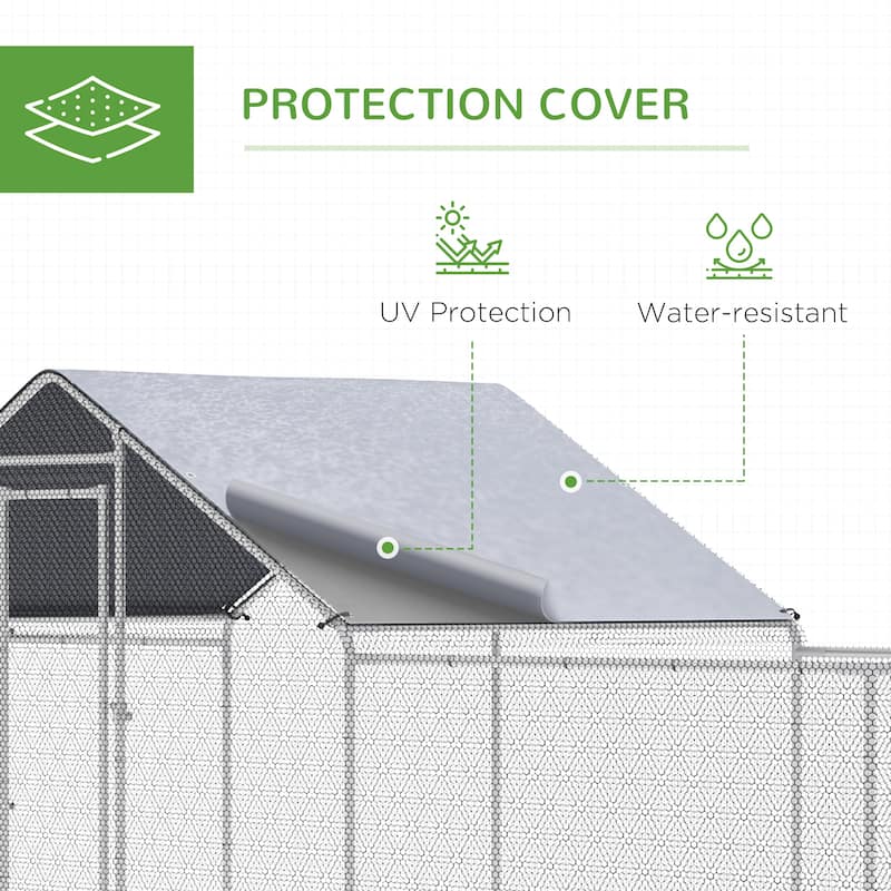 23' Large Walk-In Lockable Door Chicken Coop with Steel Frame with UV-Protected Roof for 12-14 Poultry