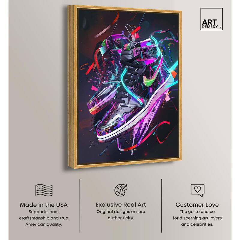 Neon Ribbons Sneakers Canvas by Art Remedy