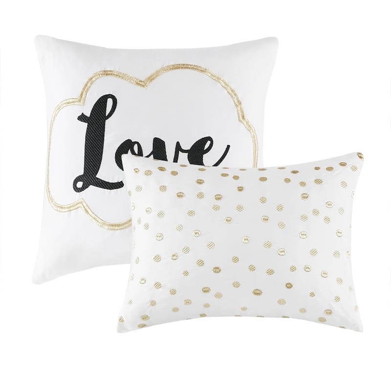 GDF Studio - Raina Metallic Printed Comforter Set with Decorative Pillows
