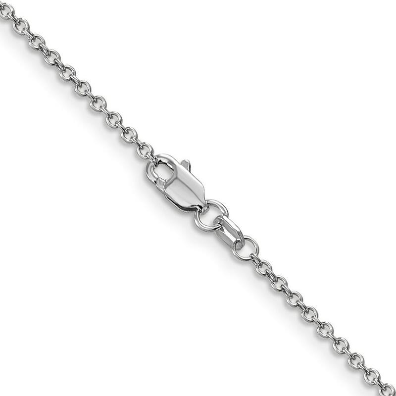 Curata 14k White Gold Solid 1.3mm Cable Chain Necklace (Lobster) Options: 16 18 20 22 24 30