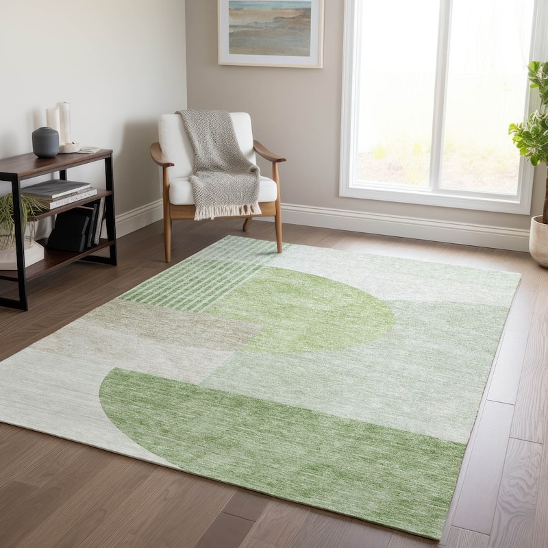 Machine Washable Indoor/ Outdoor Chantille Contemporary Modern Rug - Olive - 8' x 10'