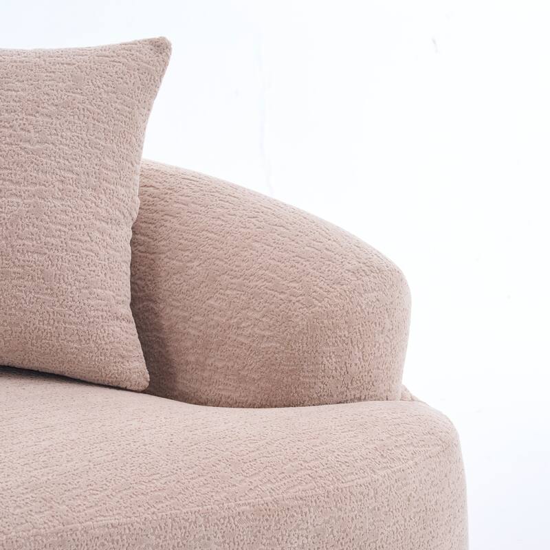 Chenille Deep Seat Loveseat Sofa, Full Compression Sponge Curved Loveseat Sofa, Cloud Floor Couch with 3 Pillows