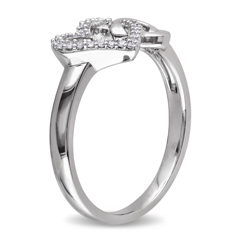 Miadora 1/10ct TW Diamond Double Heart Interlocked Ring in Sterling Silver