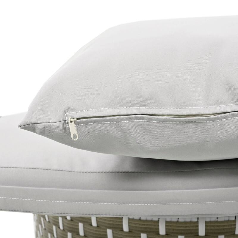 Round Outdoor Daybed Two-Tone Weave Sunbed with Retractable Canopy