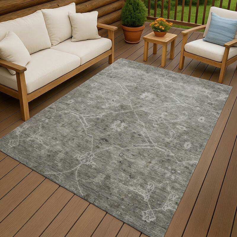 Machine Washable Indoor/ Outdoor Vintage Traditional Chantille Rug