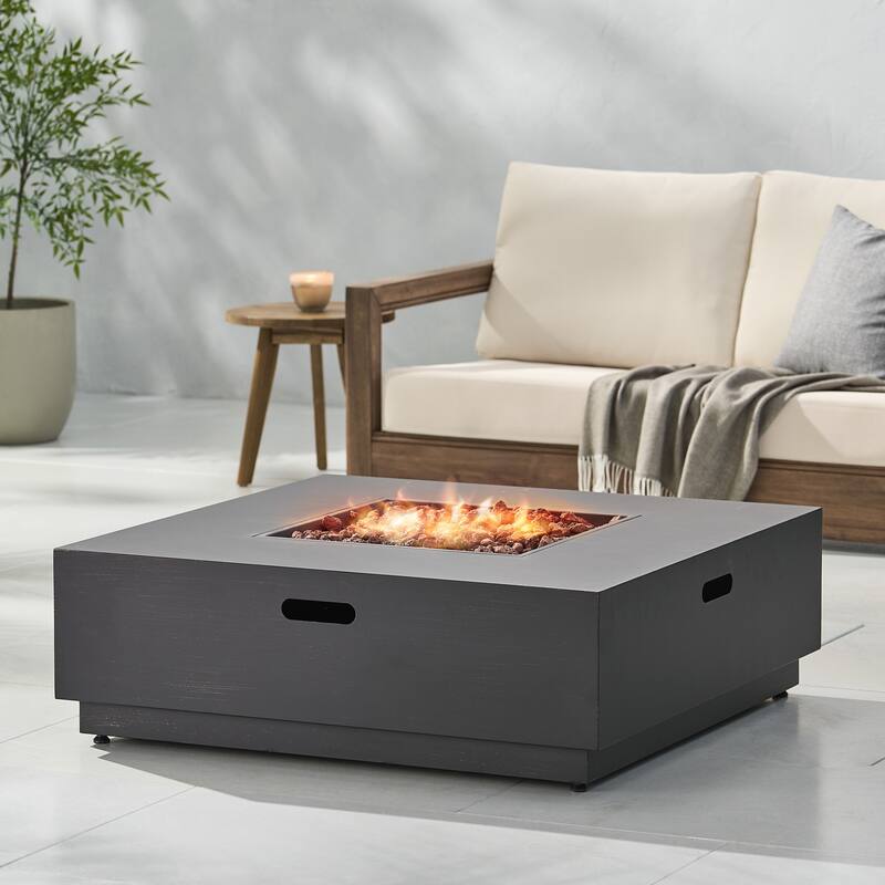 39 in. W x 39 in. D x 13 in. H Square Propane Burning Outdoor Fire Pit