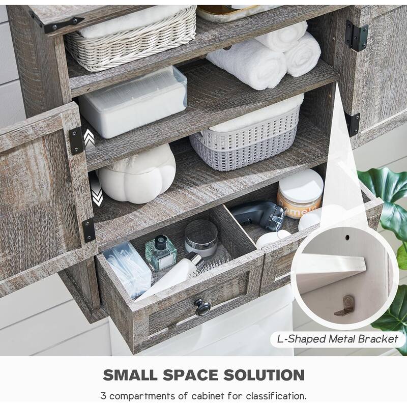 24" Farmhouse Wide Bathroom Wall Cabinet, Medicine Cabinet