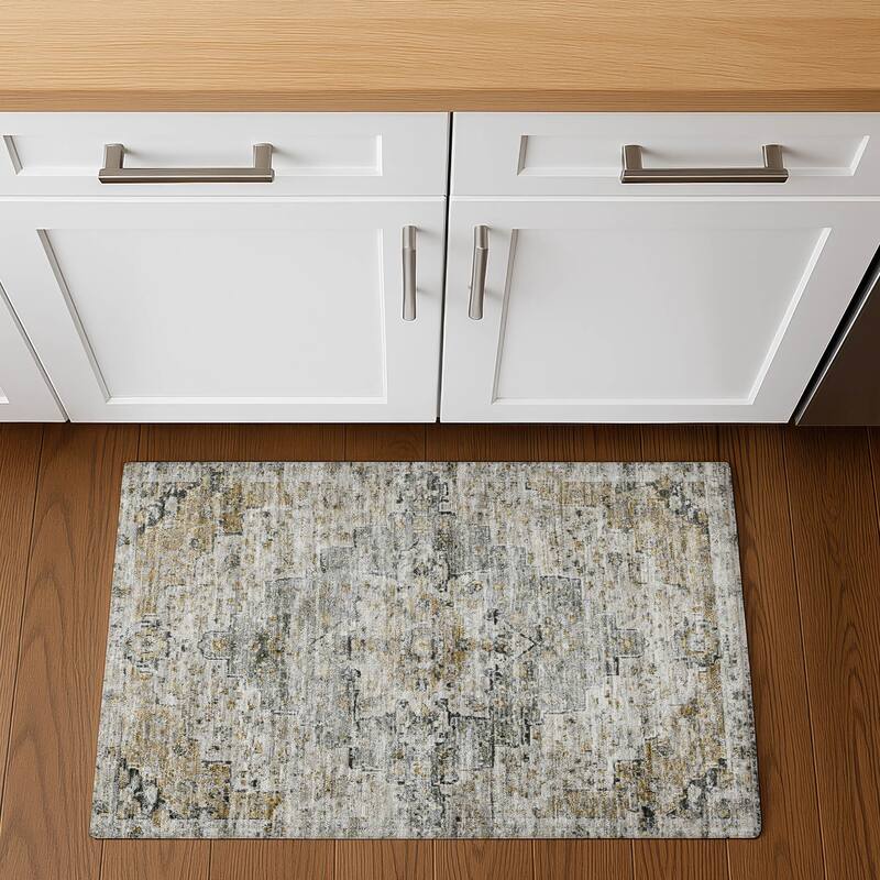 Premium Washable Super Soft Vintage Traditional Mayfield Rug - 1'8" x 2'6" - Taupe