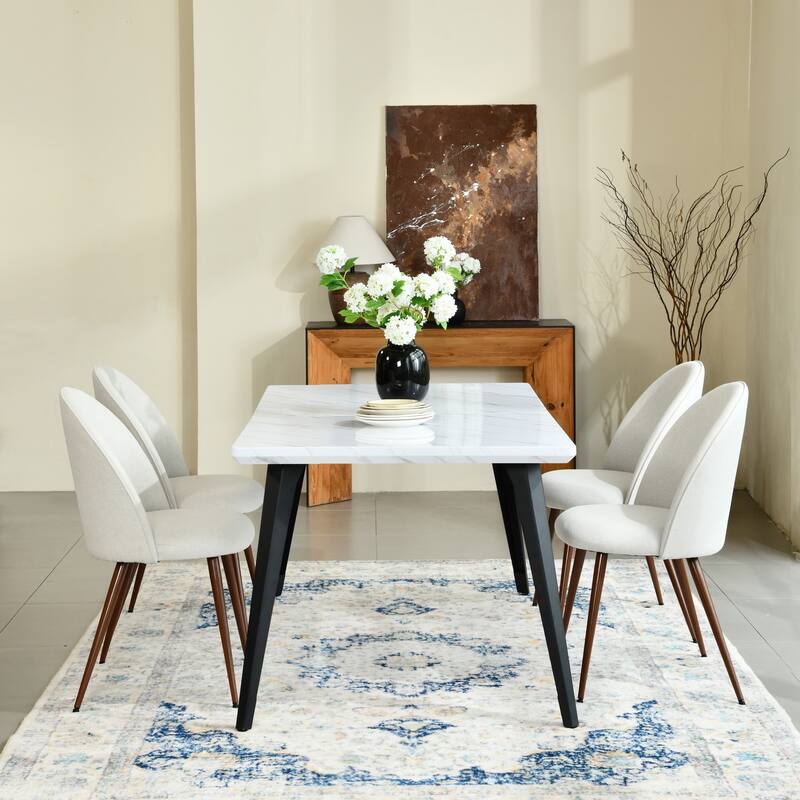 Homy Casa 5-Piece Modern Dining Set with Rectangular Table and 4 Upholstered Chairs