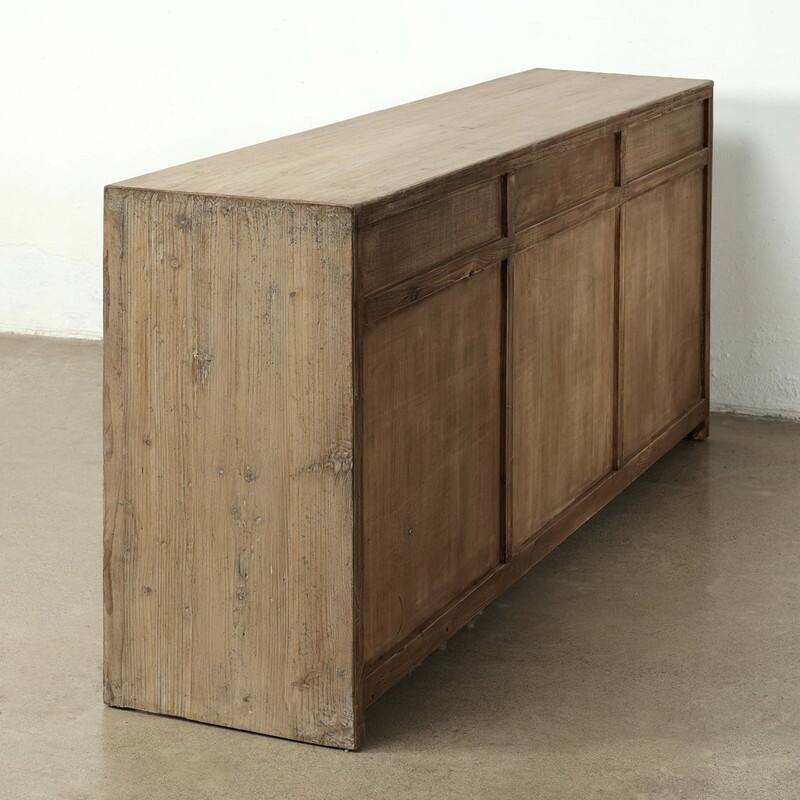 Approx. 79" Rustic Natural Wood Sideboard-3 Drawers & 3 Doors Weathered Natural