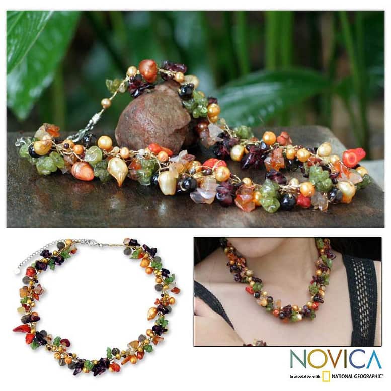 Novica Handmade Cascade Pearl And Chalcedony Beaded Necklace