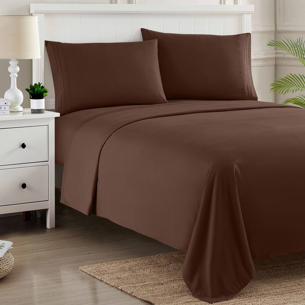 Sweet Home Collection 4 Piece Sheet Set, Ultra Soft 1800 Series, Double Brushed Microfiber