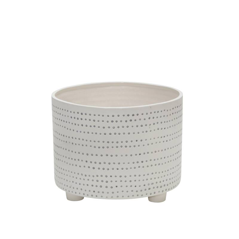 Sagebrook Home Indoor Outdoor Ceramic Textured Footed Planters Set of 2