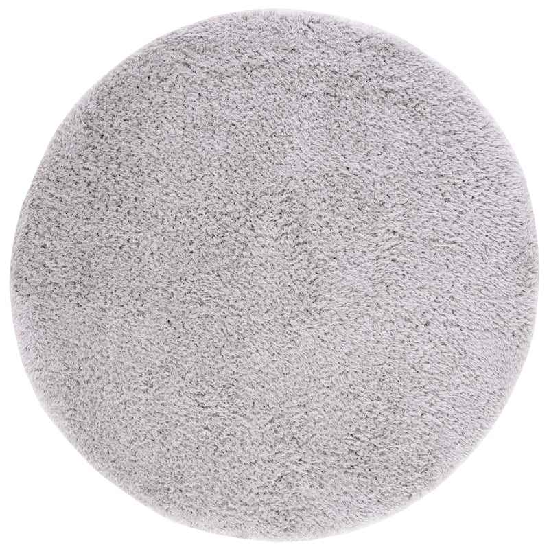 SAFAVIEH Flokati Shag Wynne 2.75-inch Thick Rug - 6'7" Round - Silver