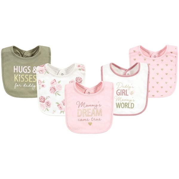 slide 1 of 1, Hudson Baby Infant Girls Cotton Bibs, Dream Come True, One Size - Dream Come True - One Size One Size - Dream Come True