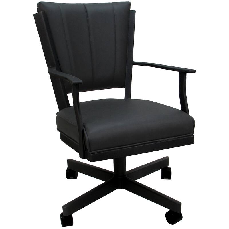 Montana Swivel Metal Dining Caster Chair on Reading Base - Grey Vinyl - Black