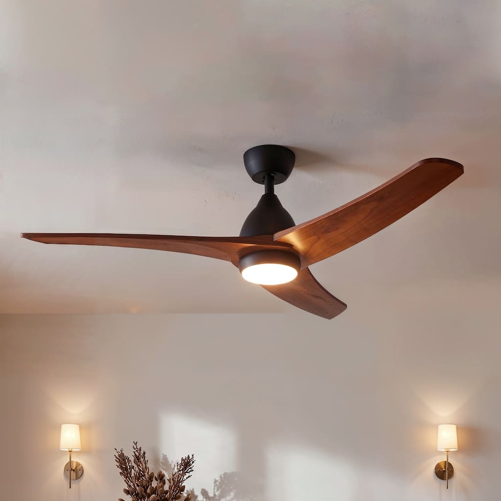 41" Smart Ceiling Fan with Light, Solid Wood Blade Modern Ceiling Fan with Bluetooth App Control, Reversible Quiet