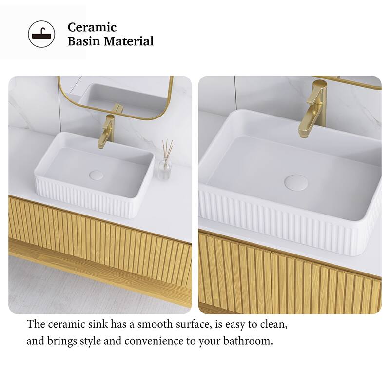 48" Wall-Mounted Bathroom Vanity with Ceramic Sink - 47.64'' x 18.9'' x 20.2''
